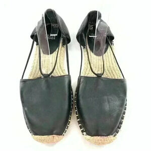 New Eileen Fisher womens Lee espadrille flat size 10 black leather